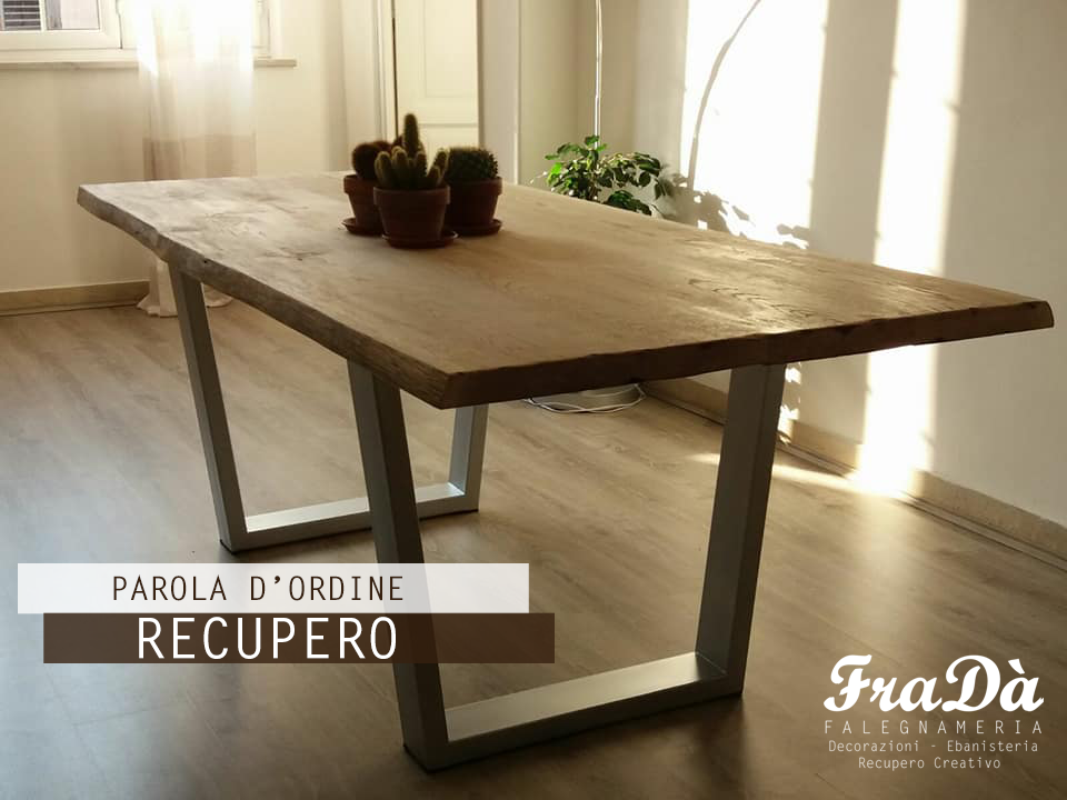 Tavolo in legno massello e ferro 01 - Falegnameria Fradà - falegname a  palermo